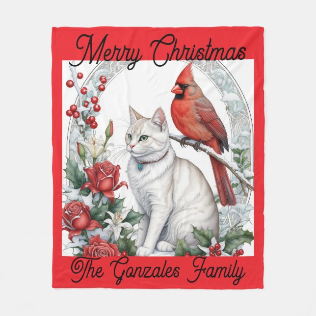 Christmas Cat Fleece Blanket (Vorderseite)
