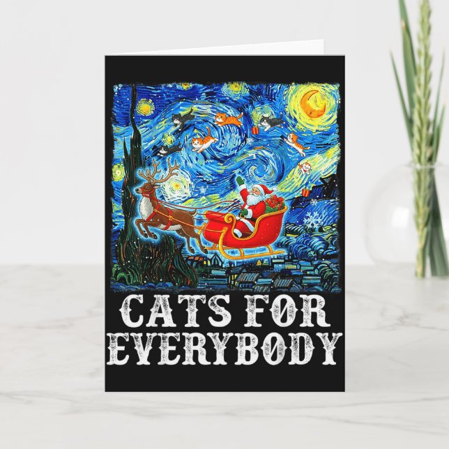 Christmas Cat For Everybody Santa Reindeer Starry  Karte (Vorderseite)
