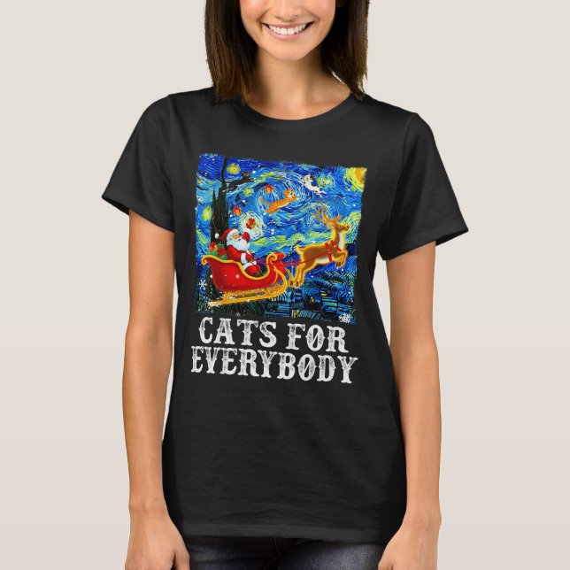 Christmas Cat For Everybody Santa Reindeer Starry  T-Shirt (Vorderseite)