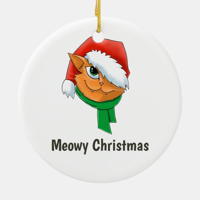 Christmas Cat Foto Keramik Ornament (Hinten)