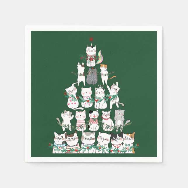 Christmas Cat Funny Tree Funny Funny Serviette (Vorderseite)