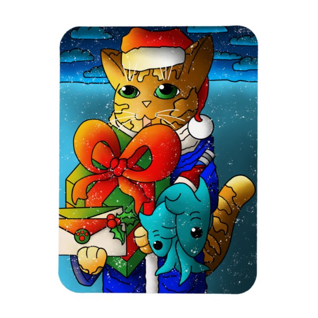 Christmas Cat Guest Magnet (Vertikal)