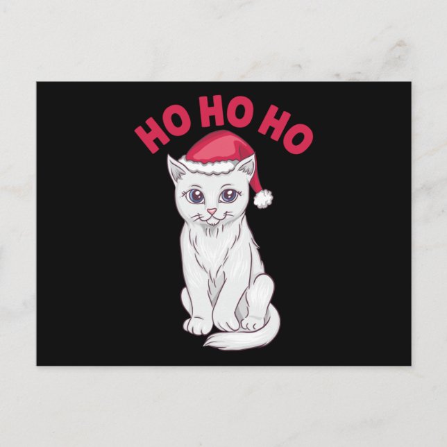 Christmas Cat Ho Ho Ho Postkarte (Vorderseite)