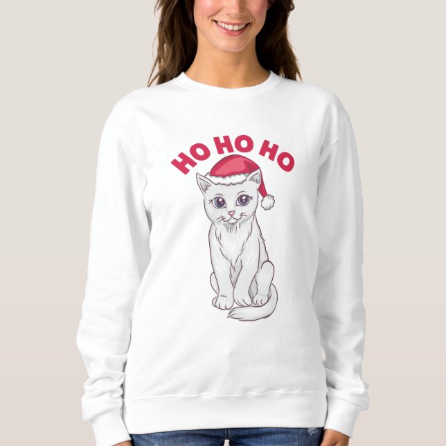 Christmas Cat Ho Ho Ho Sweatshirt (Vorderseite)