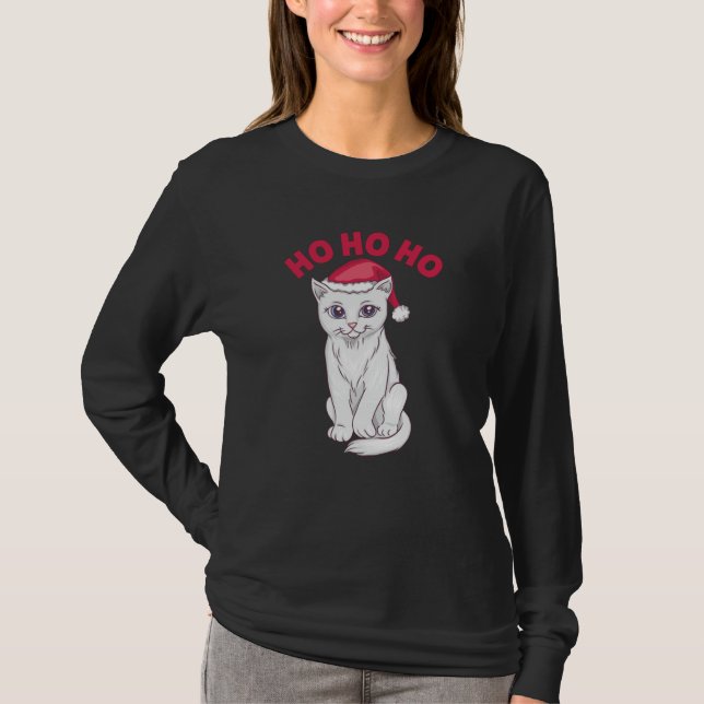 Christmas Cat Ho Ho Ho T-Shirt (Vorderseite)