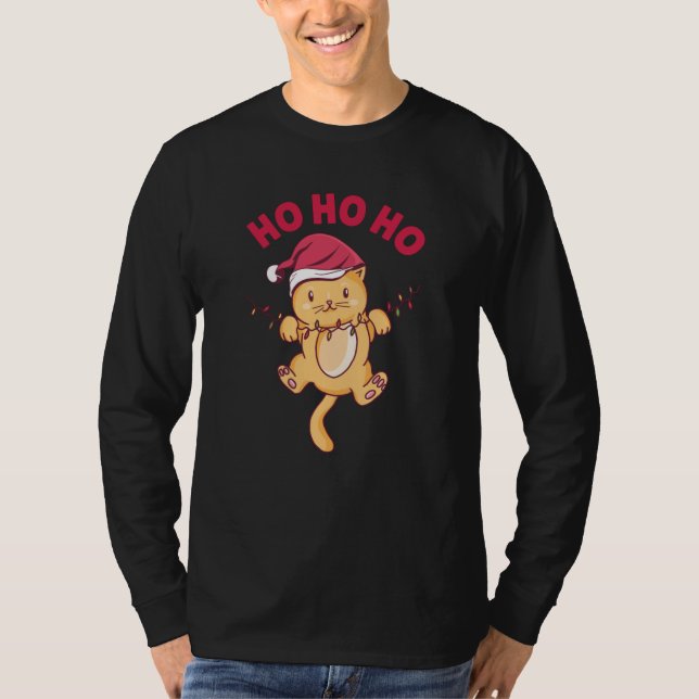 Christmas Cat Ho Ho Ho T-Shirt (Vorderseite)