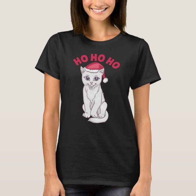Christmas Cat Ho Ho Ho T-Shirt (Vorderseite)