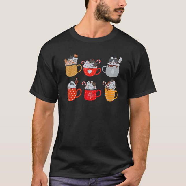 Christmas Cat In Coffee Cup  Coffee T-Shirt (Vorderseite)