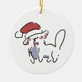 Christmas Cat Keramik Ornament