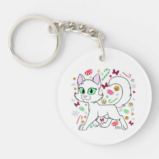 Christmas Cat Keychain (White) Schlüsselanhänger