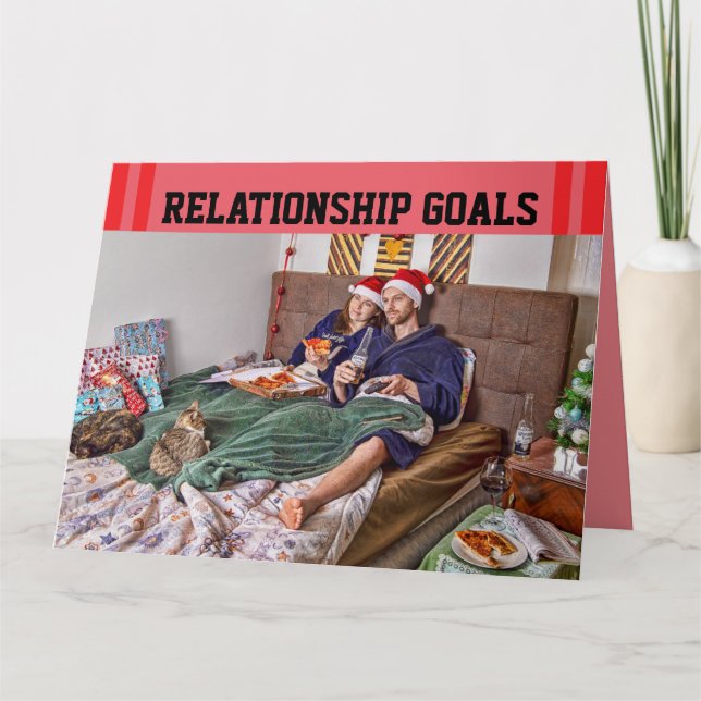 CHRISTMAS CAT LOVER PIZZA COUPLE GREETCARDS DANKESKARTE (Vorderseite)