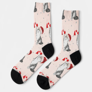 Christmas Cat Lover Weihnachtsmannmütze Socken