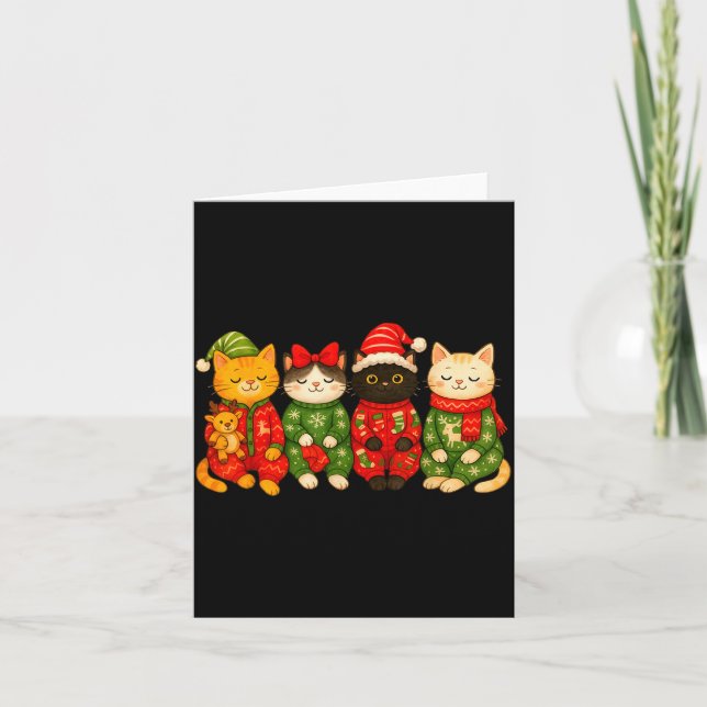 Christmas Cat Matching Family Xmas Pajama Men Wome Karte (Vorderseite)