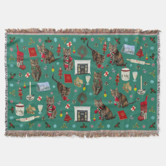 Christmas Cat Ornament Throw Decke