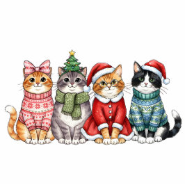 Christmas Cat Quartet Freistehende Fotoskulptur