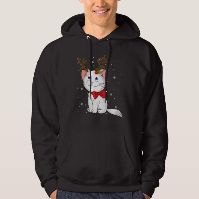 Christmas Cat Reindeer Antlers For Men Women Boys  Hoodie (Vorderseite)