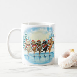 Christmas Cat Skaters, Glass Coaster Kaffeetasse
