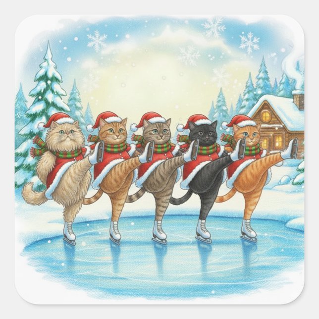 Christmas Cat Skaters, Stickers (Vorderseite)
