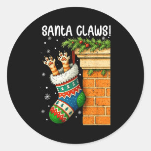 Christmas Cat Sock Santa Kitten Claw Cat Lover Xma Runder Aufkleber