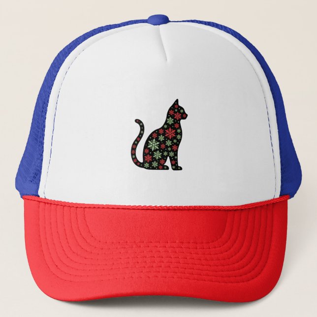 Christmas Cat T-Shirt Truckerkappe (Vorderseite)