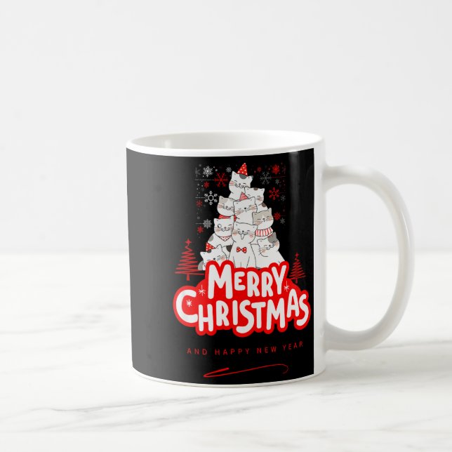 Christmas Cat Tee – Festive Kitty Holiday Art  Kaffeetasse (Rechts)