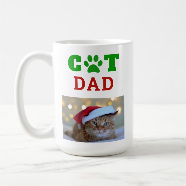 Christmas Cat Vater Paw Print Snowflake Foto Kaffeetasse (Links)