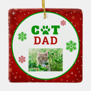 Christmas Cat Vater Paw Print Snowflake Foto Keramikornament