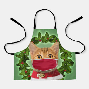 Christmas Cat with coronavirus mask Schürze