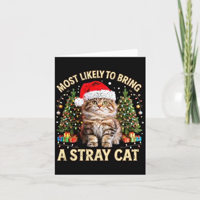 Christmas Cat With Santa Hat Holiday Funny Xmas Pa Karte (Vorderseite)