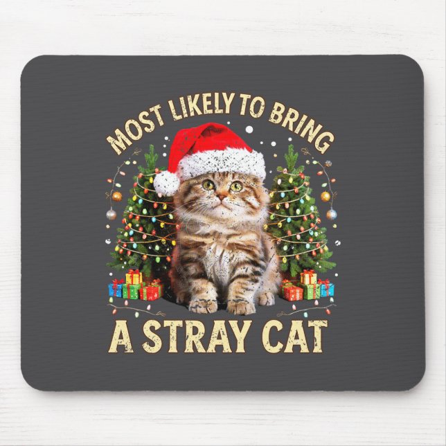 Christmas Cat With Santa Hat Holiday Funny Xmas Pa Mousepad (Vorne)