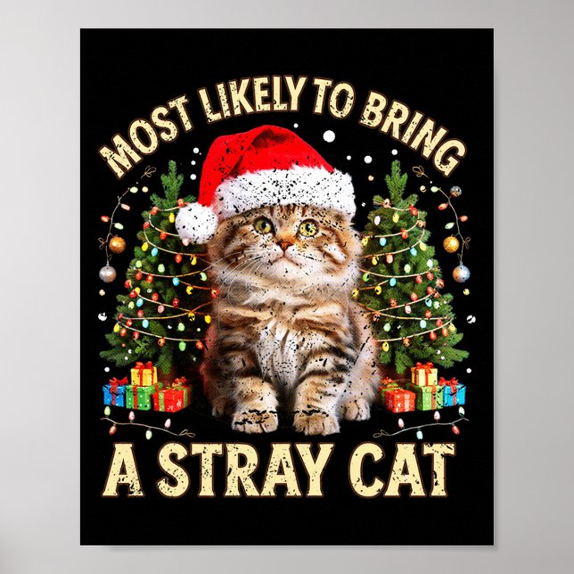 Christmas Cat With Santa Hat Holiday Funny Xmas Pa Poster (Vorne)
