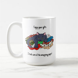 Christmas cat with wrapping paper kaffeetasse