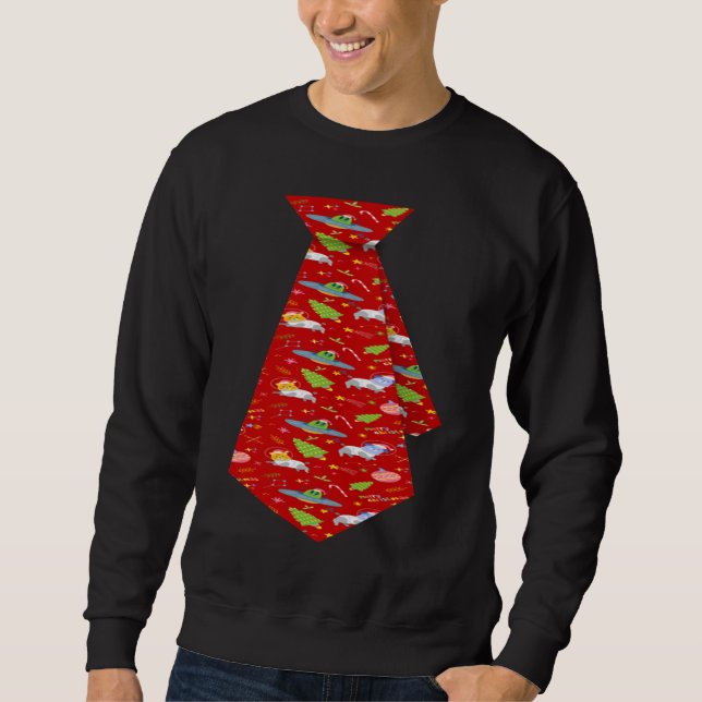 Christmas Cats And Dogs From Space With Aliens Fak Sweatshirt (Vorderseite)
