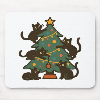Christmas Cats Around The Tree Holiday Classic Mousepad