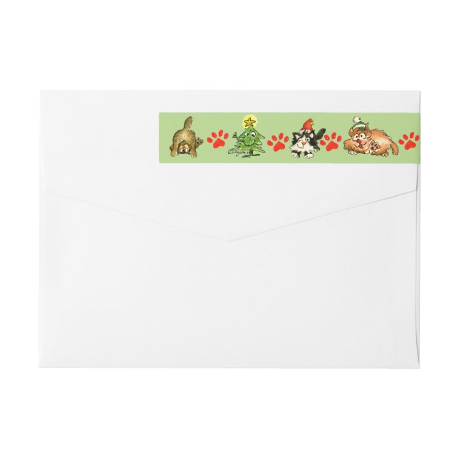 Christmas Cats Cartoon Return Address Labels (Rückseite)