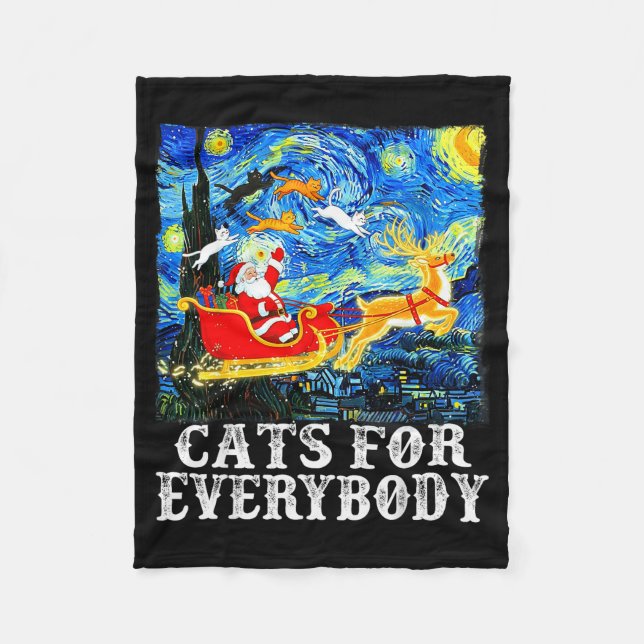 Christmas Cats For Everybody Funny Santa Starry Ni Fleecedecke (Vorderseite)