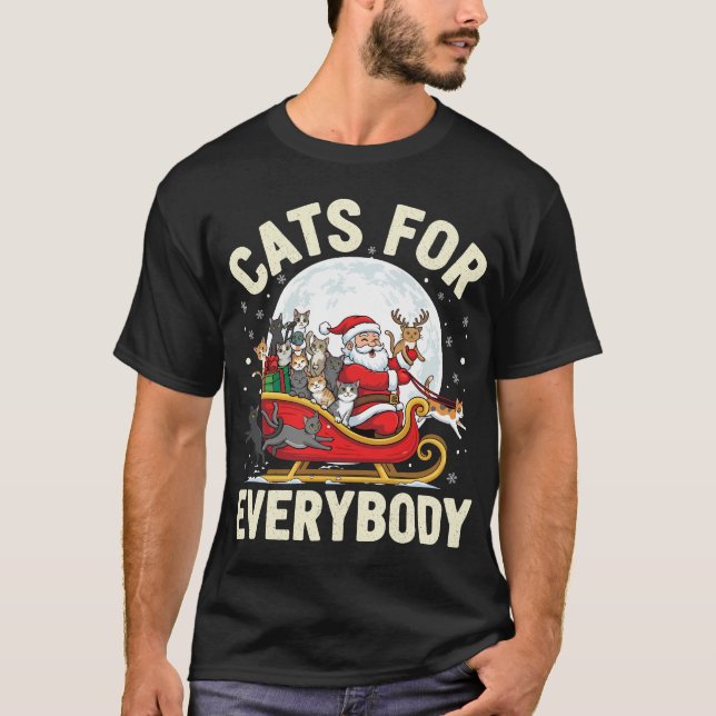 Christmas Cats for Everybody Holiday Santa Cat  T-Shirt (Vorderseite)