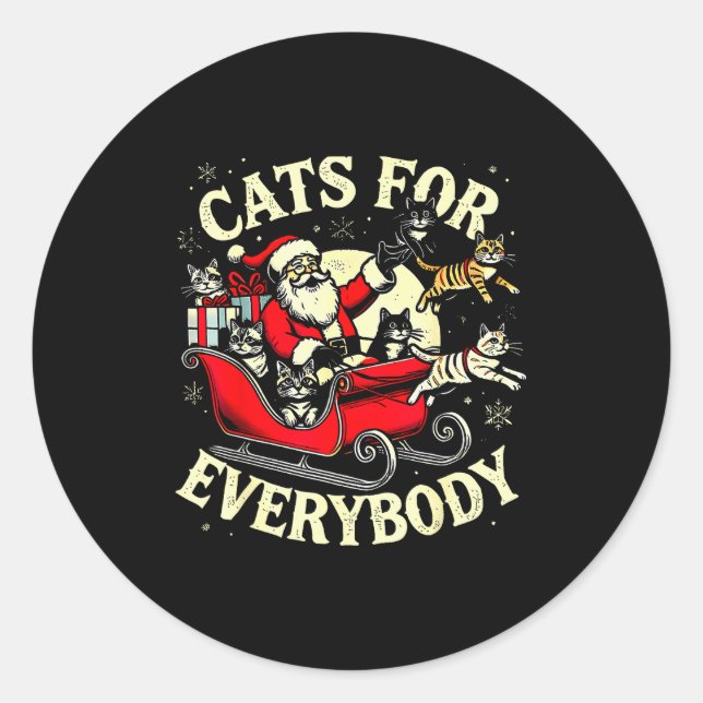 Christmas Cats For Everybody Santa Lover Holiday  Runder Aufkleber (Vorderseite)