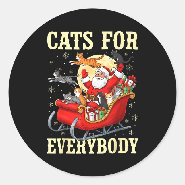 Christmas Cats For Everybody Santa Lover Holiday  Runder Aufkleber (Vorderseite)