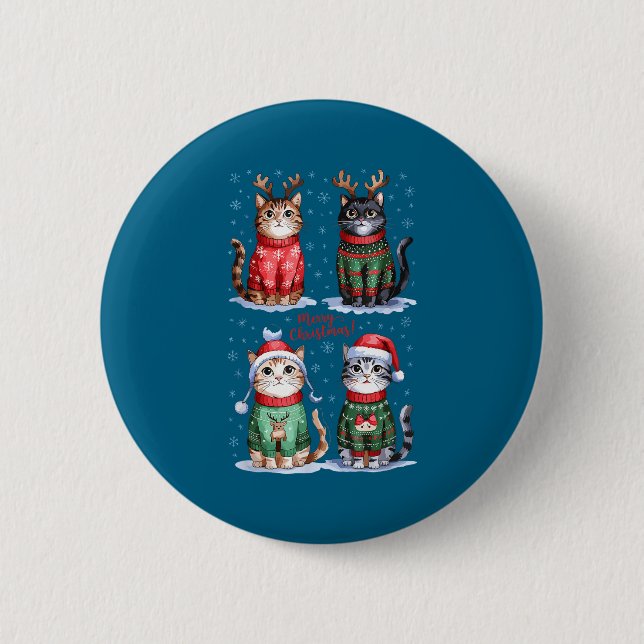 Christmas Cats _ Merry Christmas Cats Graphic  Button (Vorderseite)