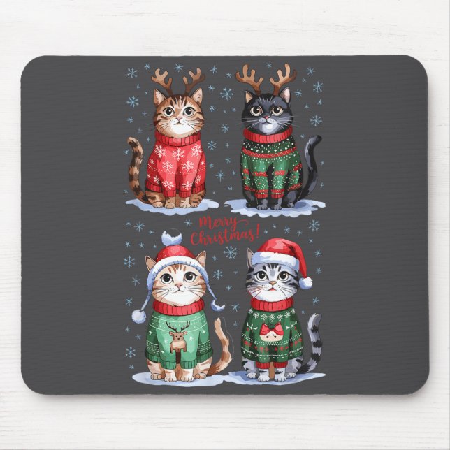 Christmas Cats _ Merry Christmas Cats Graphic  Mousepad (Vorne)