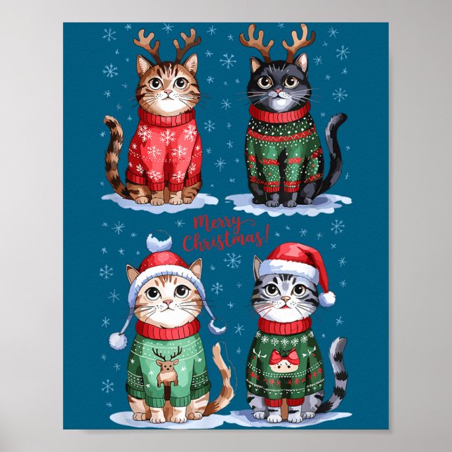 Christmas Cats _ Merry Christmas Cats Graphic  Poster (Vorne)