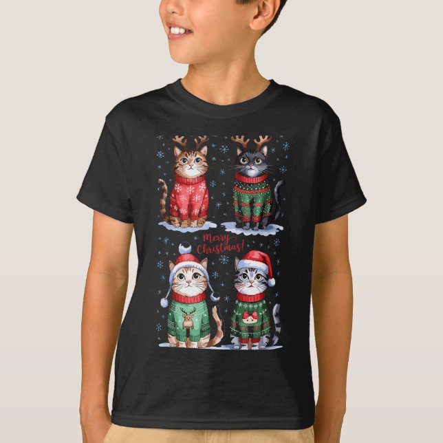 Christmas Cats _ Merry Christmas Cats Graphic  T-Shirt (Vorderseite)
