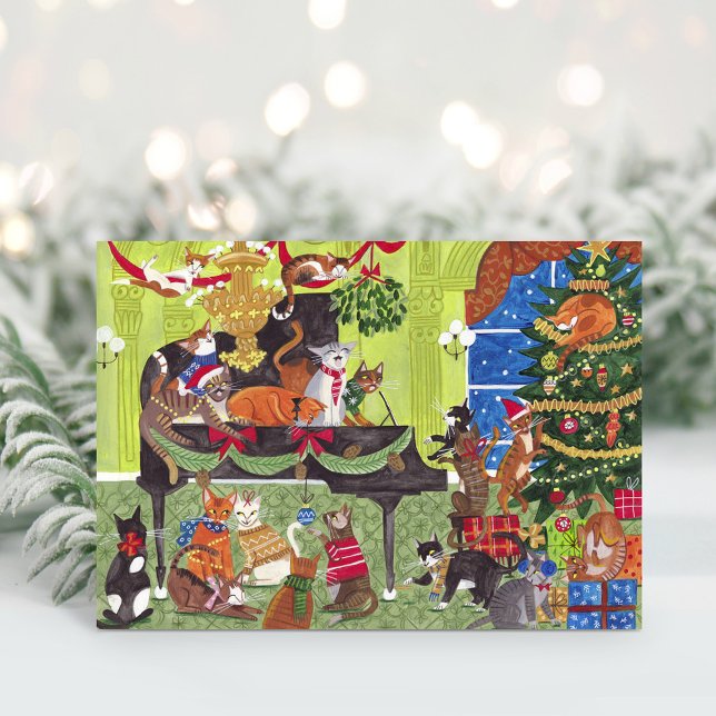 Christmas Cats playing Piano Holiday Card Dankeskarte (Christmas Cats playing Piano Holiday Card)