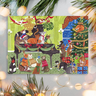 Christmas Cats playing Piano Holiday Card Postkarte