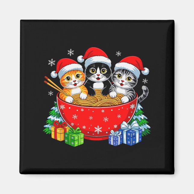 Christmas Cats Ramen Kitten Anime Xmas For Men Wom Magnet (Vorne)