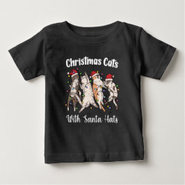 Christmas Cats with Santa Hats Cute Funny Holiday Baby T-shirt