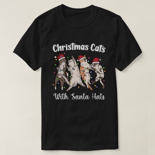 Christmas Cats with Santa Hats Cute Funny Holiday T-Shirt (Design vorne)