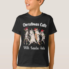 Christmas Cats with Santa Hats Cute Funny Holiday T-Shirt