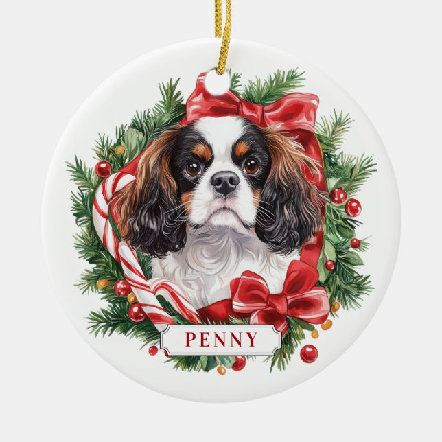 Christmas Cavalier King Charles Dog Ornament (Vorne)